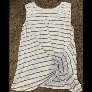 Loft Outlet Blue and White Striped Knotted Tank